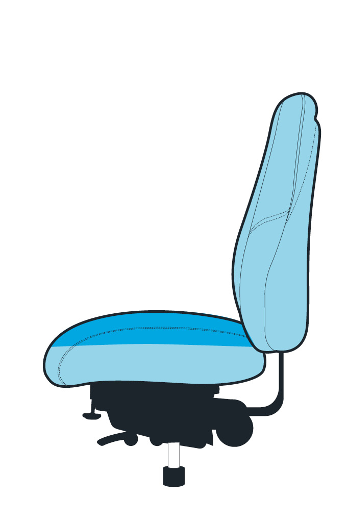 Ergochair seat illustration side view showing wave seat profile