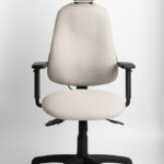 Ergochair ZentoFit ergonomic chair in cream upholstery with neck roll headrest, front view